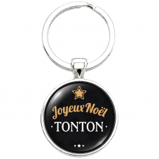Porte-clé "Joyeux Noël Tonton" Noir et Doré pour la Création de Bijoux Fantaisie - DIY