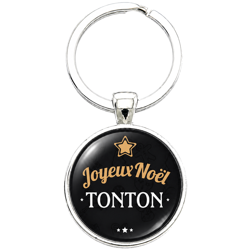 Porte-clé "Joyeux Noël Tonton" Noir et Doré
