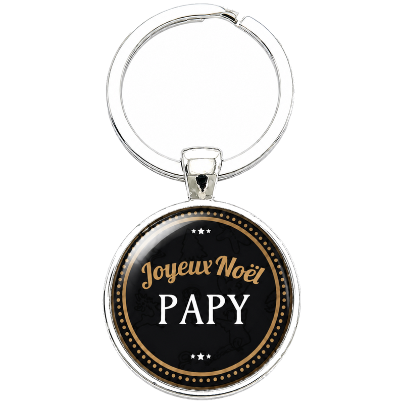 Porte-clé "Joyeux Noël Papy" Noir et Doré