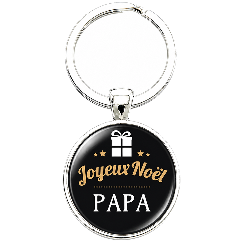 Porte-clé "Joyeux Noël Papa" Noir et Doré