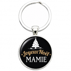 Porte-clé "Joyeux Noël Mamie" Noir et Doré pour la Création de Bijoux Fantaisie - DIY