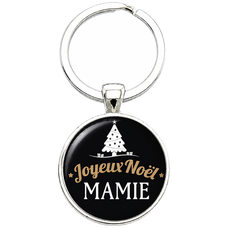 Porte-clé "Joyeux Noël Mamie" Noir et Doré