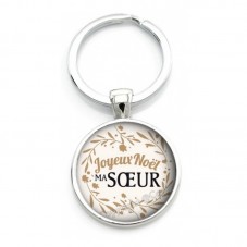 Porte-clé "Joyeux Noël ma Soeur" Cadeau de Noël Original pour la Création de Bijoux Fantaisie - DIY