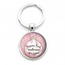 Porte-clé "Joyeux Noël Maîtresse que J'aime" Cadeau de Noël Original pour la Création de Bijoux Fantaisie - DIY