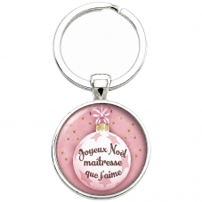 Porte-clé "Joyeux Noël Maîtresse que J’aime" Cadeau de Noël Original pour la Création de Bijoux Fantaisie - DIY