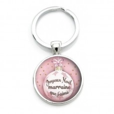 Porte-clé "Joyeux Noël Marraine que J'aime" Cadeau de Noël Original pour la Création de Bijoux Fantaisie - DIY