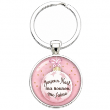 Porte-clé "Joyeux Noël ma Nounou que J’aime" Cadeau de Noël Original pour la Création de Bijoux Fantaisie - DIY