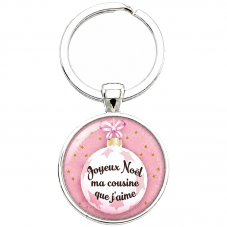 Porte-clé "Joyeux Noël ma Cousine que J’aime" Cadeau de Noël Original pour la Création de Bijoux Fantaisie - DIY