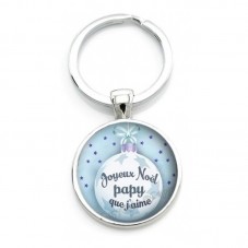 Porte-clé "Joyeux Noël Papy que J'aime" Cadeau de Noël Original pour la Création de Bijoux Fantaisie - DIY