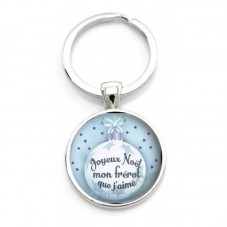 Porte-clé "Joyeux Noël mon Frère" Cadeau de Noël Original pour la Création de Bijoux Fantaisie - DIY