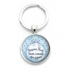 Porte-clé "Joyeux Noël mon Cousin" Cadeau de Noël Original pour la Création de Bijoux Fantaisie - DIY