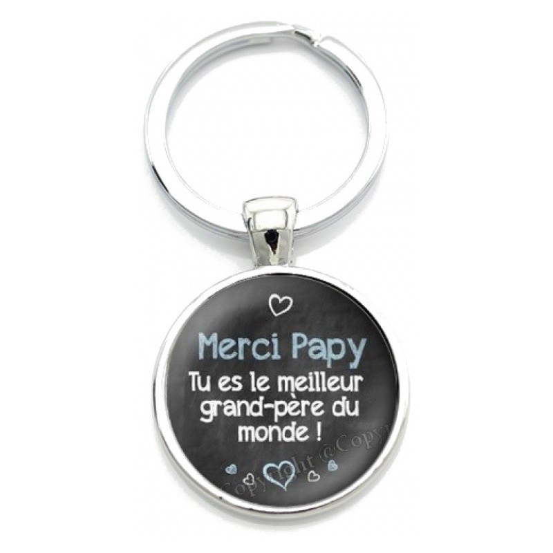 Porte-clé "Merci Papy" Cadeau Fête des Grands-Pères Anniversaire Noël