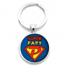 Porte-clé "Super Papy" Cadeau Fête des Grands-Pères Anniversaire Noël pour la Création de Bijoux Fantaisie - DIY