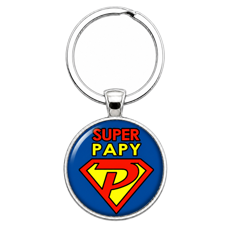Porte-clé "Super Papy" Cadeau Fête des Grands-Pères Anniversaire Noël