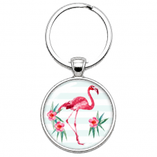 Porte-clé Flamant Rose Fleuri Cadeau Original Anniversaire Noël pour la Création de Bijoux Fantaisie - DIY