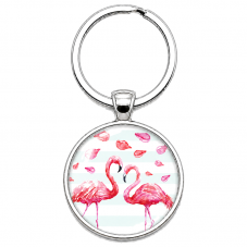 Porte-clé Duo de Flamants Roses Cadeau Original Anniversaire Noël pour la Création de Bijoux Fantaisie - DIY