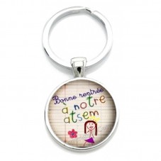 Porte-clé "Bonne Rentrée Atsem" Cadeau Original Début d'Année Scolaire pour la Création de Bijoux Fantaisie - DIY