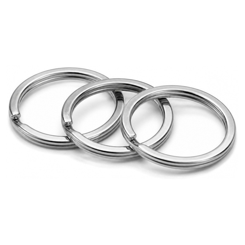 10 Supports Anneaux Porte-Clé Platine 25mm