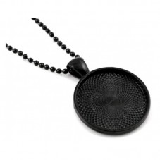 Support Collier Chaîne à Billes Noire 65cm pour Cabochon 25mm pour la Création de Bijoux Fantaisie - DIY