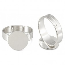 5 Supports Bague Ajustable Argentée 12mm