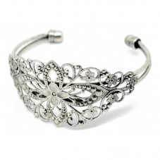 Support Bracelet Ajouré Filigrane Argenté pour la Création de Bijoux Fantaisie - DIY
