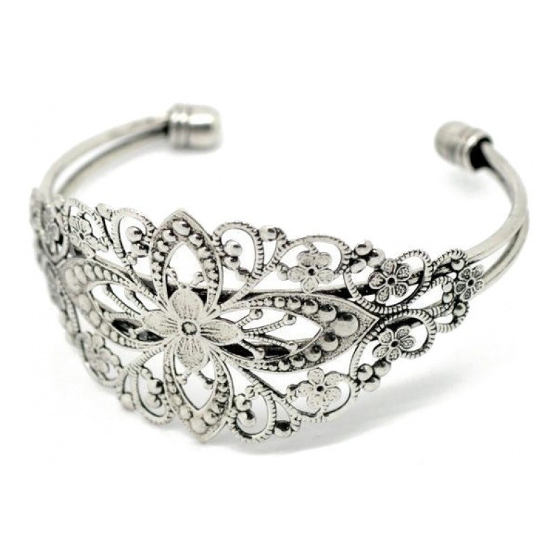 Support Bracelet Ajouré Filigrane Argenté