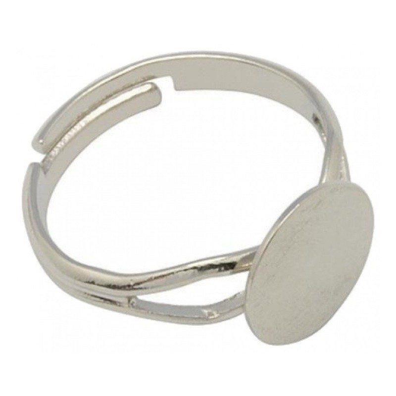 5 Supports Bague Ajustable Argentée 10mm