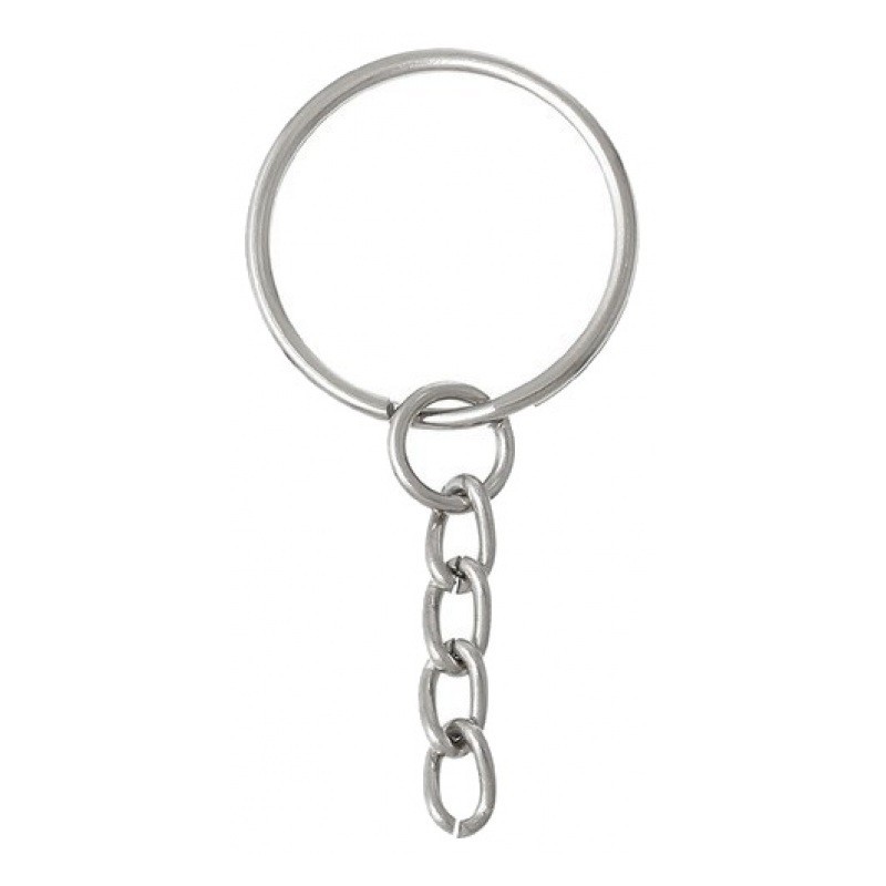 5 Supports Anneaux Porte-Clé avec Chaînette d'Extension Argenté