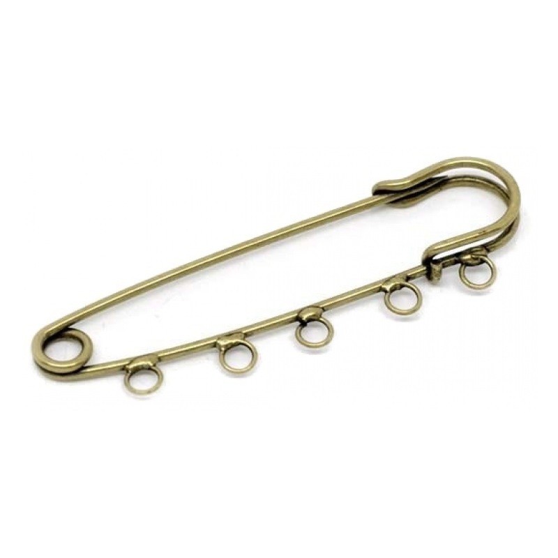 2 Supports Broches Épingle à Nourrice Bronze 5 anneaux 70mm