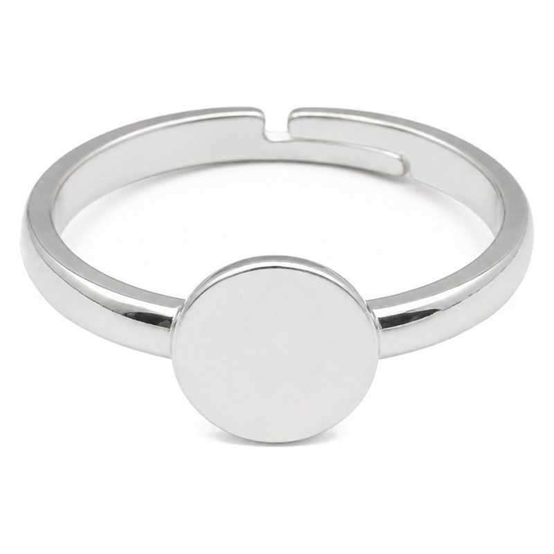 5 Supports Bague Ajustable Argentée 8mm