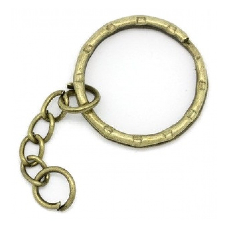 4 Supports Anneaux Porte-Clé avec Chaînette d'Extension Bronze