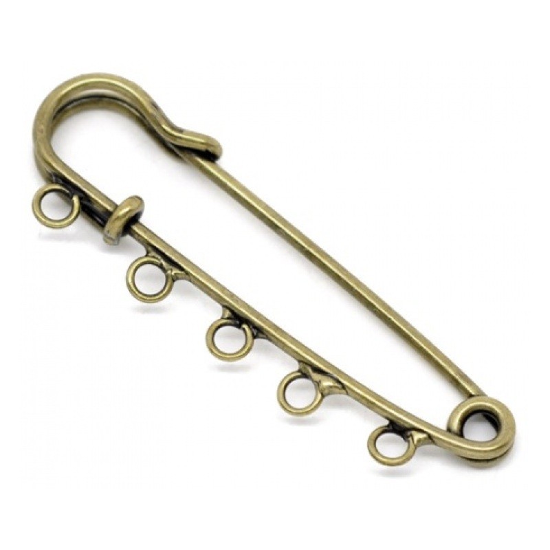 2 Supports Broche Épingle à Nourrice Bronze 5 anneaux 50mm