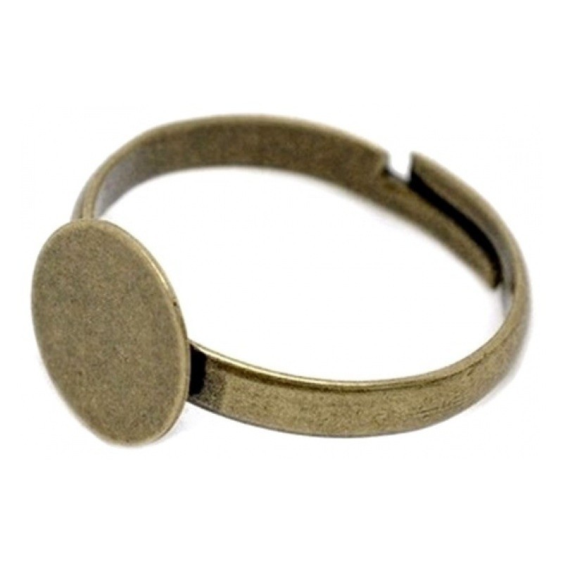 2 Supports Bague Ajustable Bronze Plateau 10mm