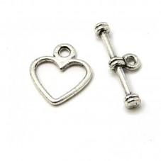 5 Fermoirs Toggle pour Bracelet Coeur Argenté 12x14mm pour la Création de Bijoux Fantaisie - DIY