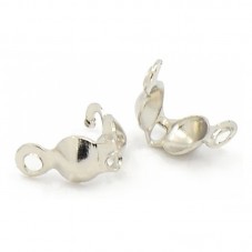 100 Cache-Noeud Fermoirs Embouts Argentés 7.5x4mm pour la Création de Bijoux Fantaisie - DIY