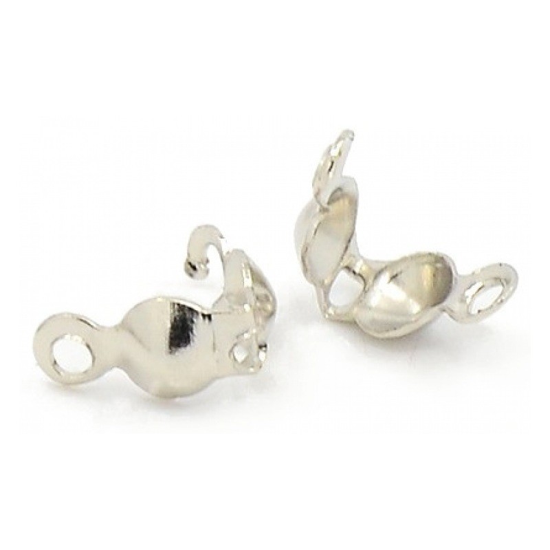 100 Cache-Noeud Fermoirs Embouts Argentés 7.5x4mm