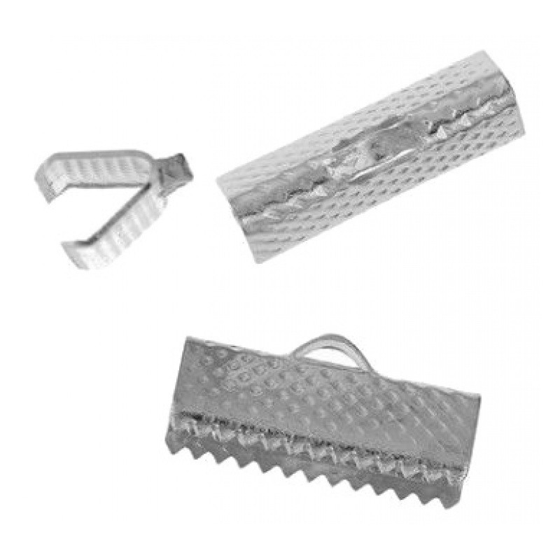 10 Embouts Pinces Griffes Attaches Argentées pour Ruban 16mm