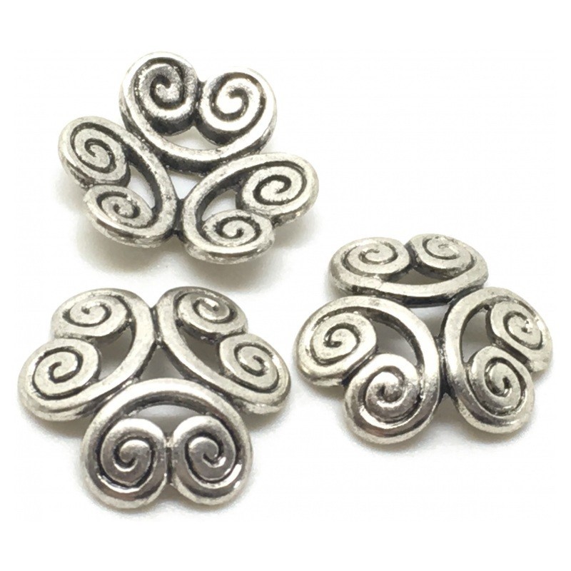 10 Coupelles Calottes pour Perles Argenté 13mm