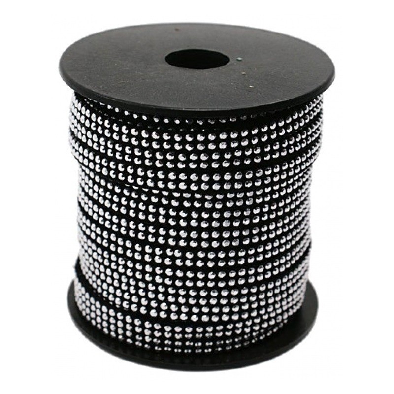 1 Mètre de Cordon Suédine Effet Clouté Strass 5mm
