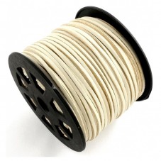 1 Mètre de Cordon Suédine Effet Cuir Beige 3mm pour la Création de Bijoux Fantaisie - DIY