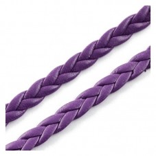 1 Mètre de Cordon Cuir Véritable Tressé Violet 5mm pour la Création de Bijoux Fantaisie - DIY