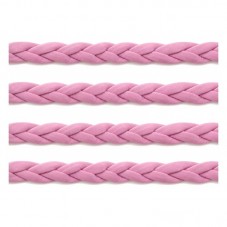 1 Mètre de Cordon Cuir Véritable Tressé Rose Clair 5mm pour la Création de Bijoux Fantaisie - DIY