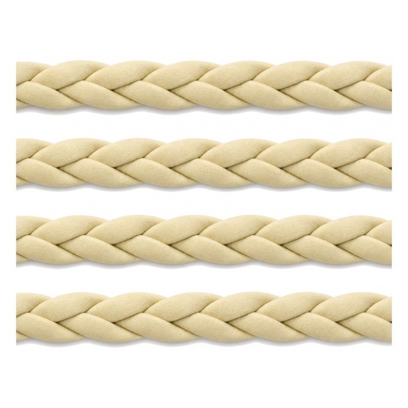 1 Mètre de Cordon Cuir Véritable Tressé Beige 5mm