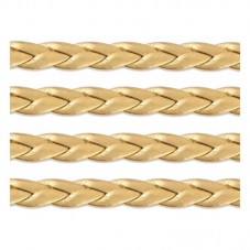 1 Mètre de Cordon Cuir Véritable Tressé Doré 5mm pour la Création de Bijoux Fantaisie - DIY