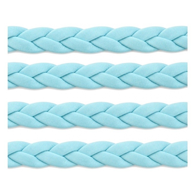 1 Mètre de Cordon Cuir Véritable Tressé Bleu Ciel 5mm