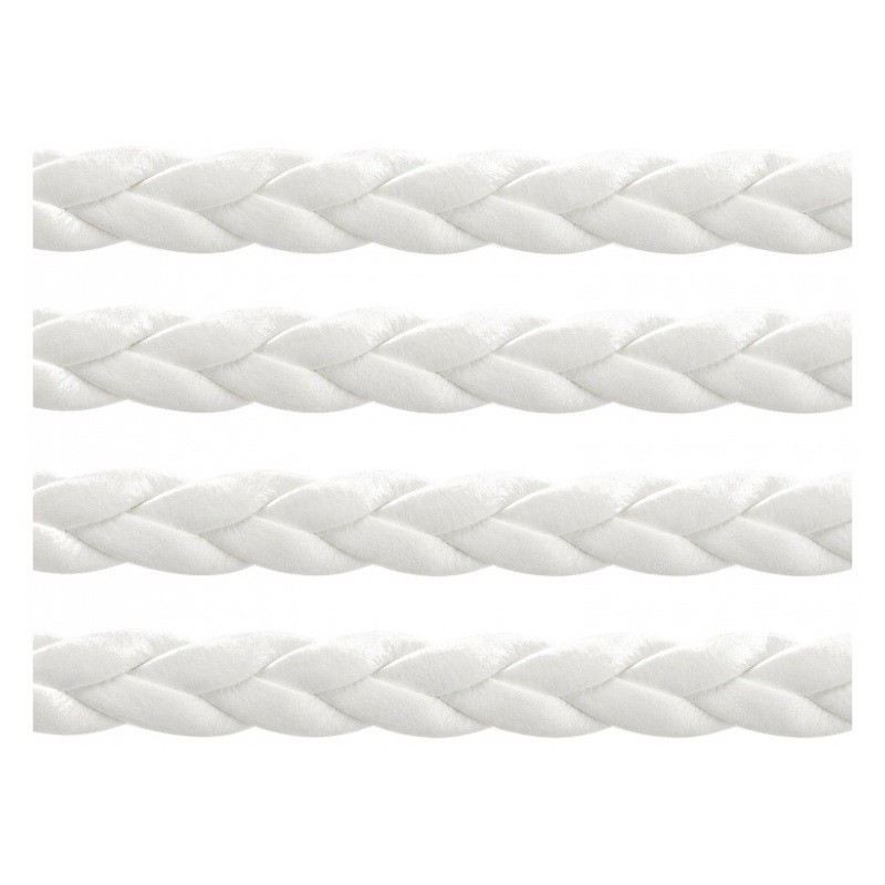1 Mètre de Cordon Cuir Véritable Tressé Blanc 5mm