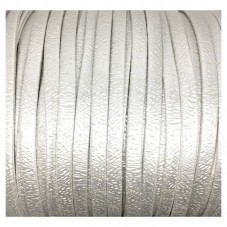 1 Mètre de Cordon Cuir Véritable Argenté Brillant 5mm pour la Création de Bijoux Fantaisie - DIY