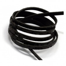 1 Mètre de Cordon Imitation Cuir Pailleté Noir 5mm pour la Création de Bijoux Fantaisie - DIY