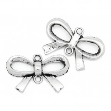 4 Connecteurs Noeuds Papillon Argent 14x21mm pour la Création de Bijoux Fantaisie - DIY