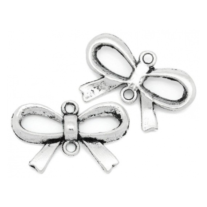 4 Connecteurs Noeuds Papillon Argent 14x21mm